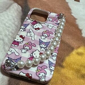 Sanrio Multicolor Character Phone Case with Pearl Handle